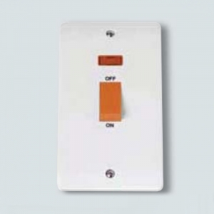 CMA203 45A 2 Gang Single Cooker Switch With Neon